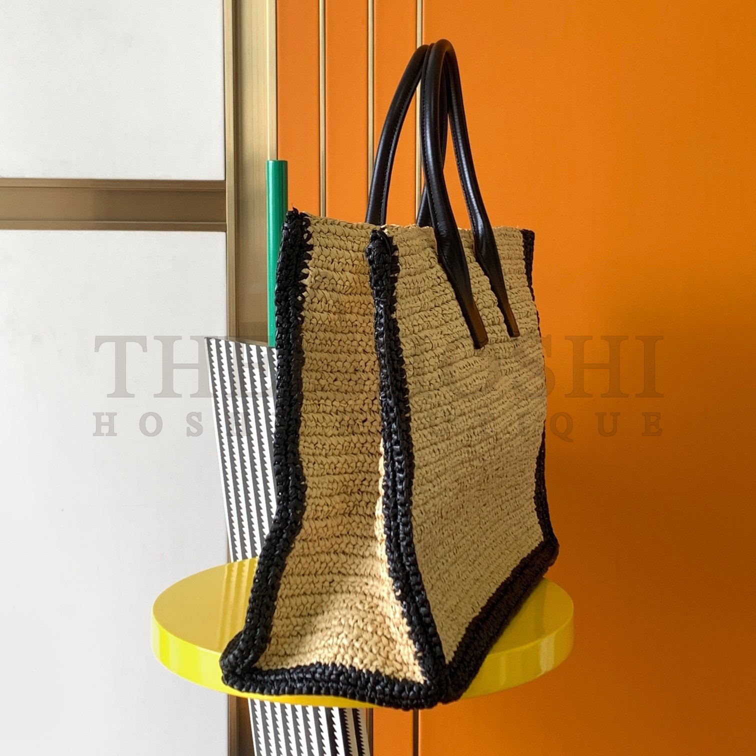 Sa1nt Lau*nt Rive Gauche Tote Bag in Beige Raffia and Leather Master Quality