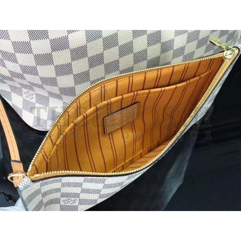 L0vis Vvtt0n LV Women Neverfull MM Tote Bag Damier Azur Coated Canvas Master Quality