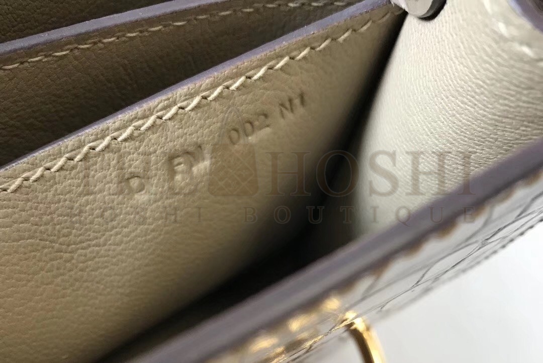 H**me5 Roulis Mini Bag In Taupe Embossed Crocodile Calfskin Master Quality