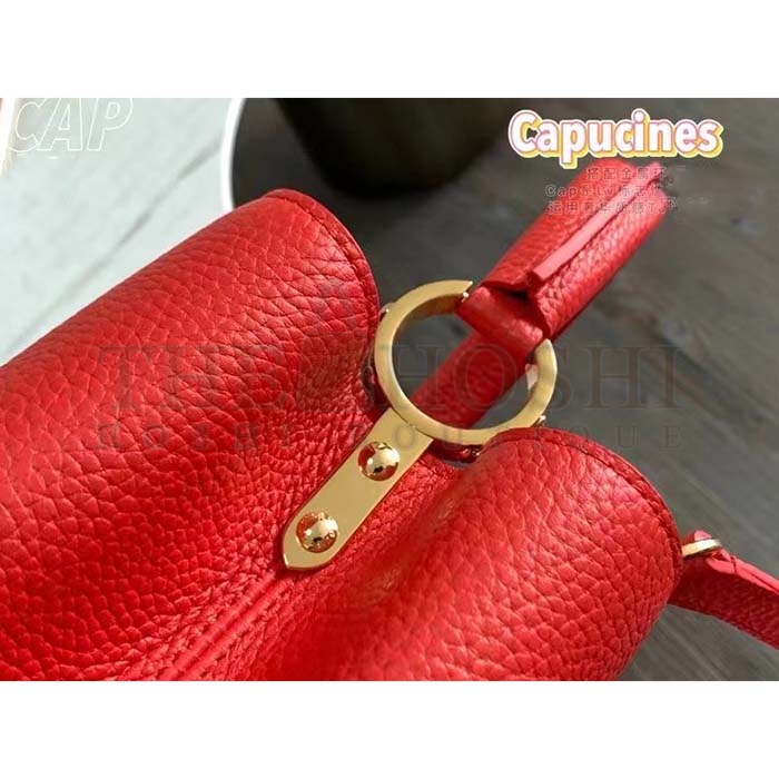 L0vis Vvtt0n LV Women Capucines BB Handbag Scarlet Red Taurillon Cowhide Leather Master Quality