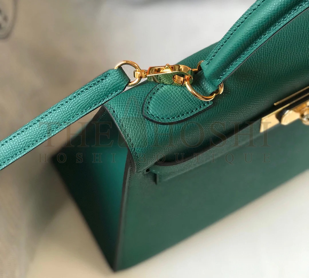 H**me5 Kelly 32cm Sellier Bag in Malachite Epsom Calfskin GHW Master Quality
