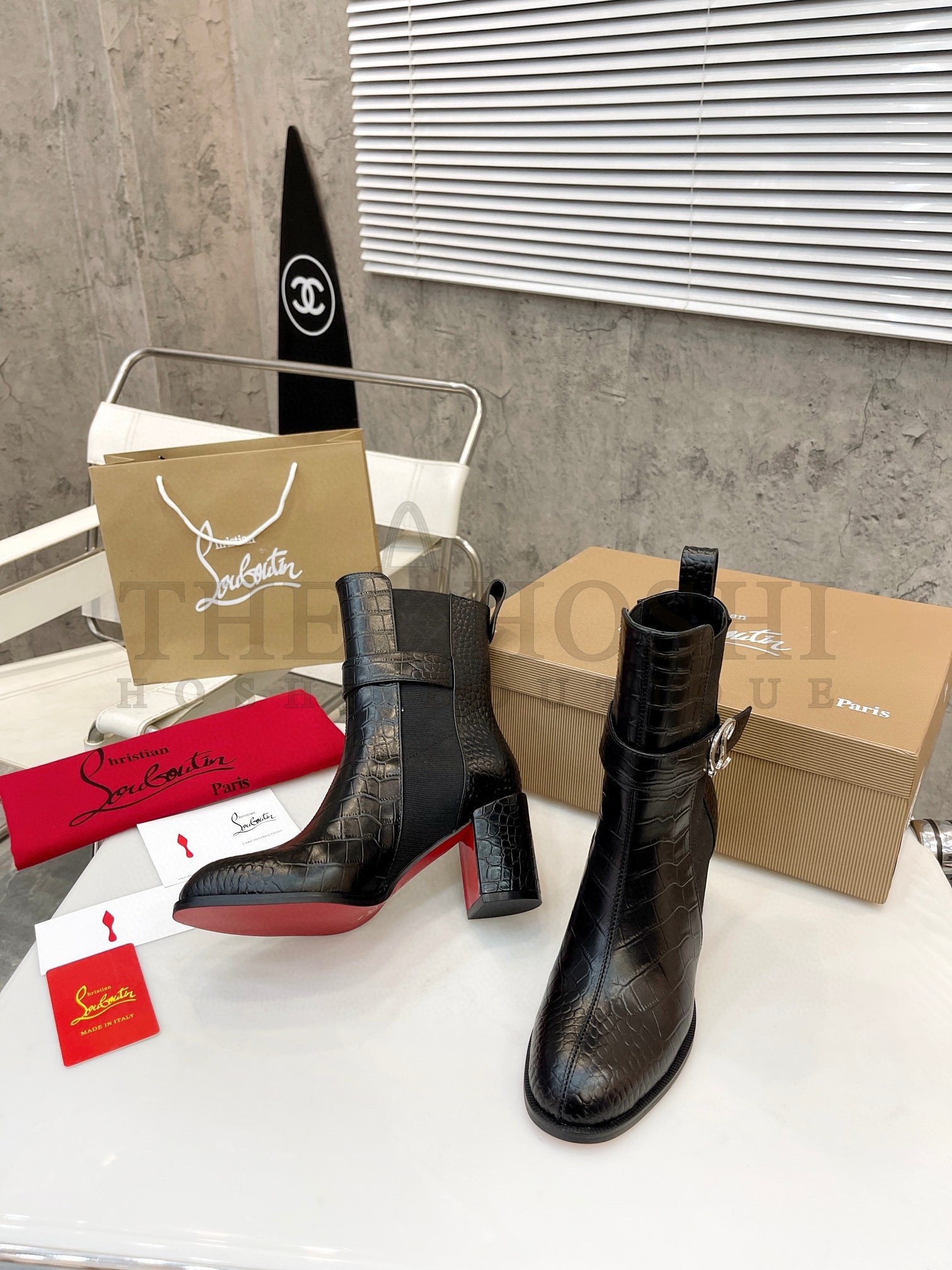 Chr1st1an Louboutin CL Chelsea Ankle Boots 70MM in Alligator Embossed Leather Master Quality