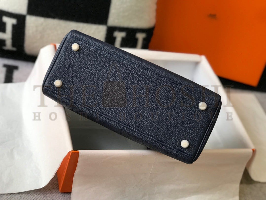 H**me5 Kelly 28cm Retourne Bag in Dark Blue Clemence Leather GHW Master Quality