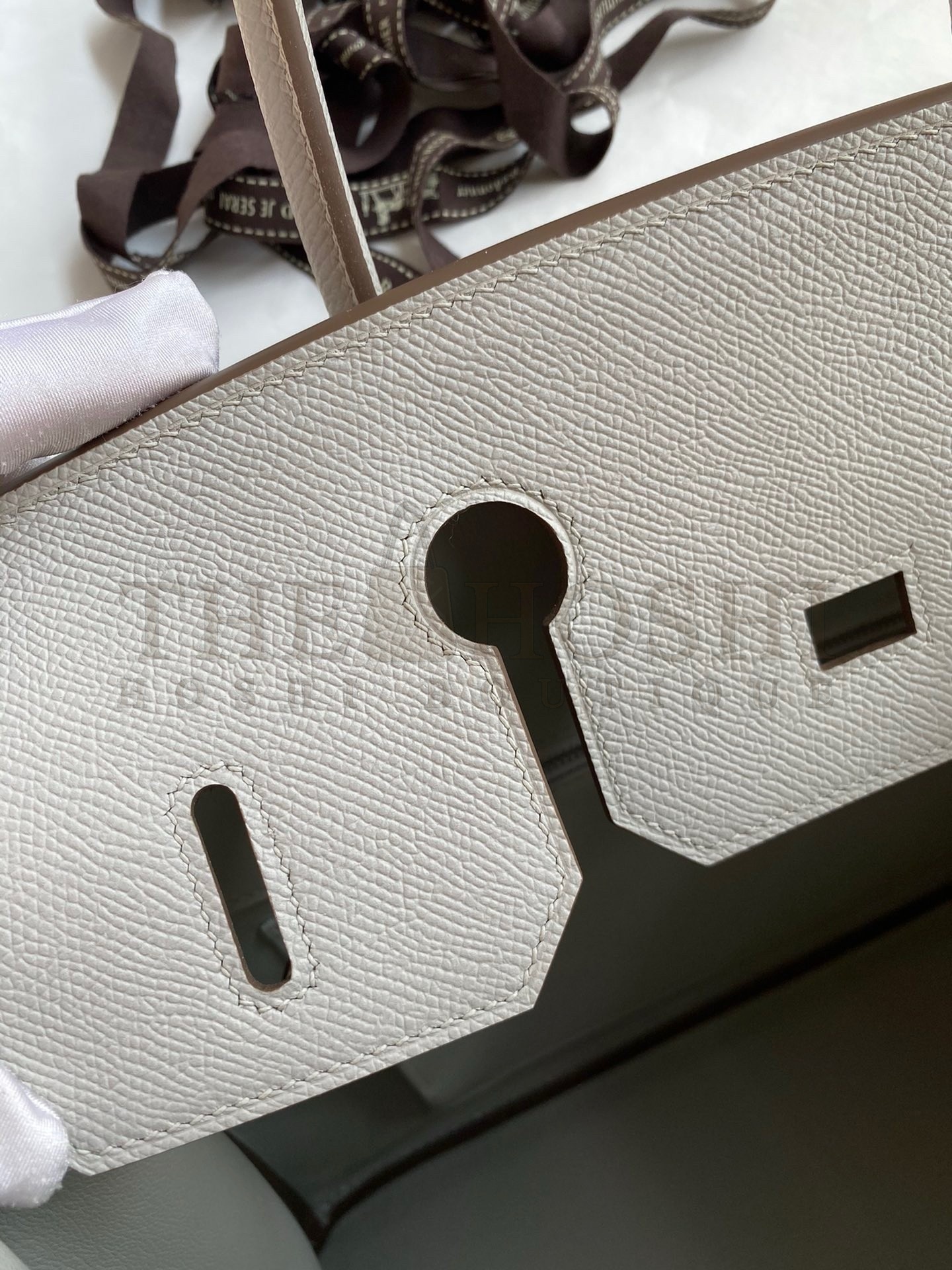 H**me5 Birkin 35 Retourne Handmade Bag in Pearl Grey Epsom Calfskin Master Quality