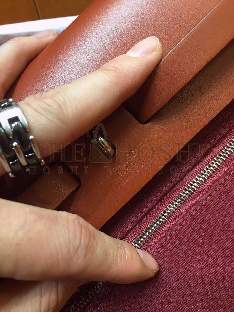 H**me5 Herbag Zip 31cm Bag In Camel And Bordeaux Master Quality