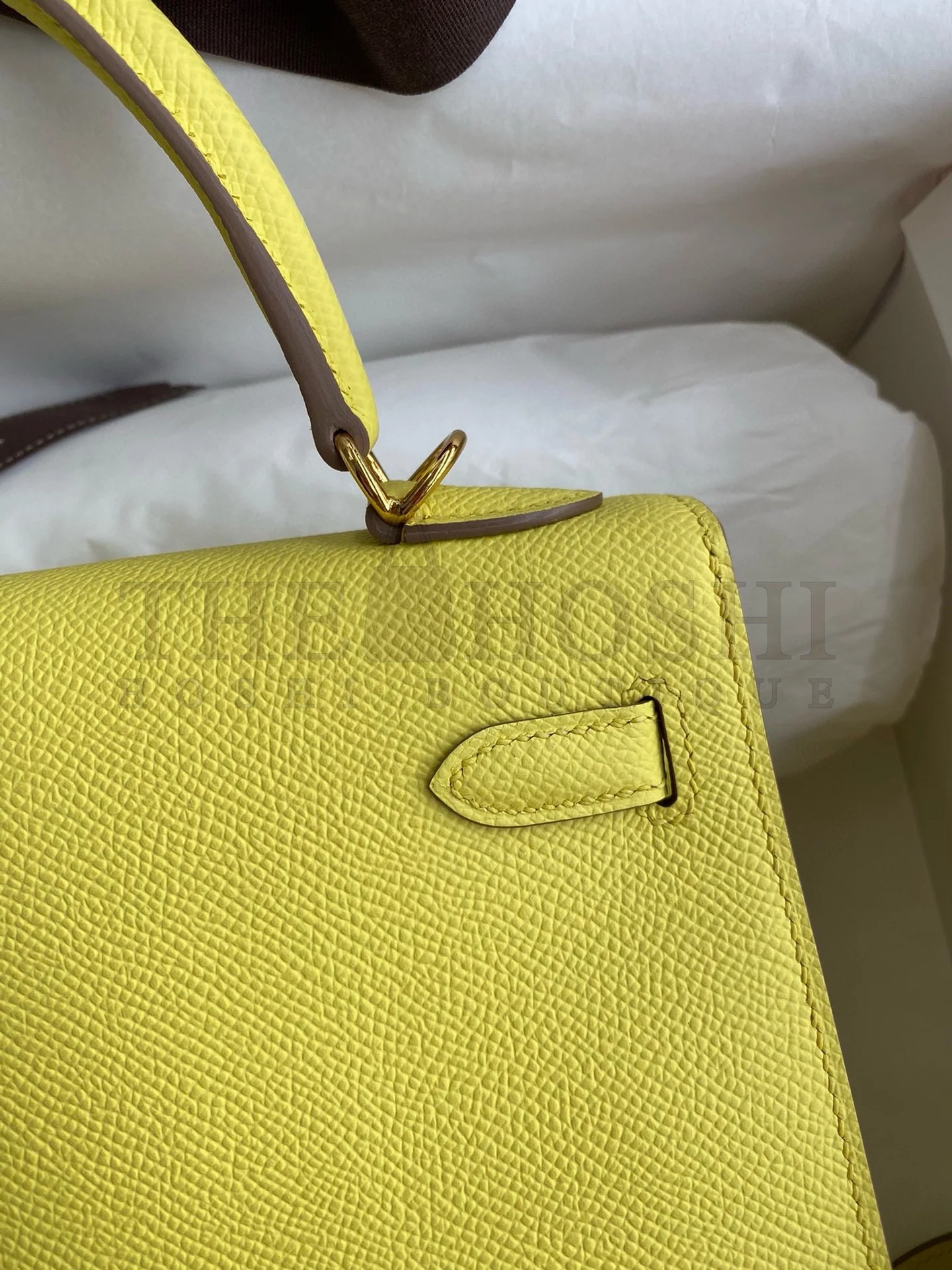 H**me5 Kelly Sellier 28 Handmade Bag In Lime Epsom Calfskin Master Quality