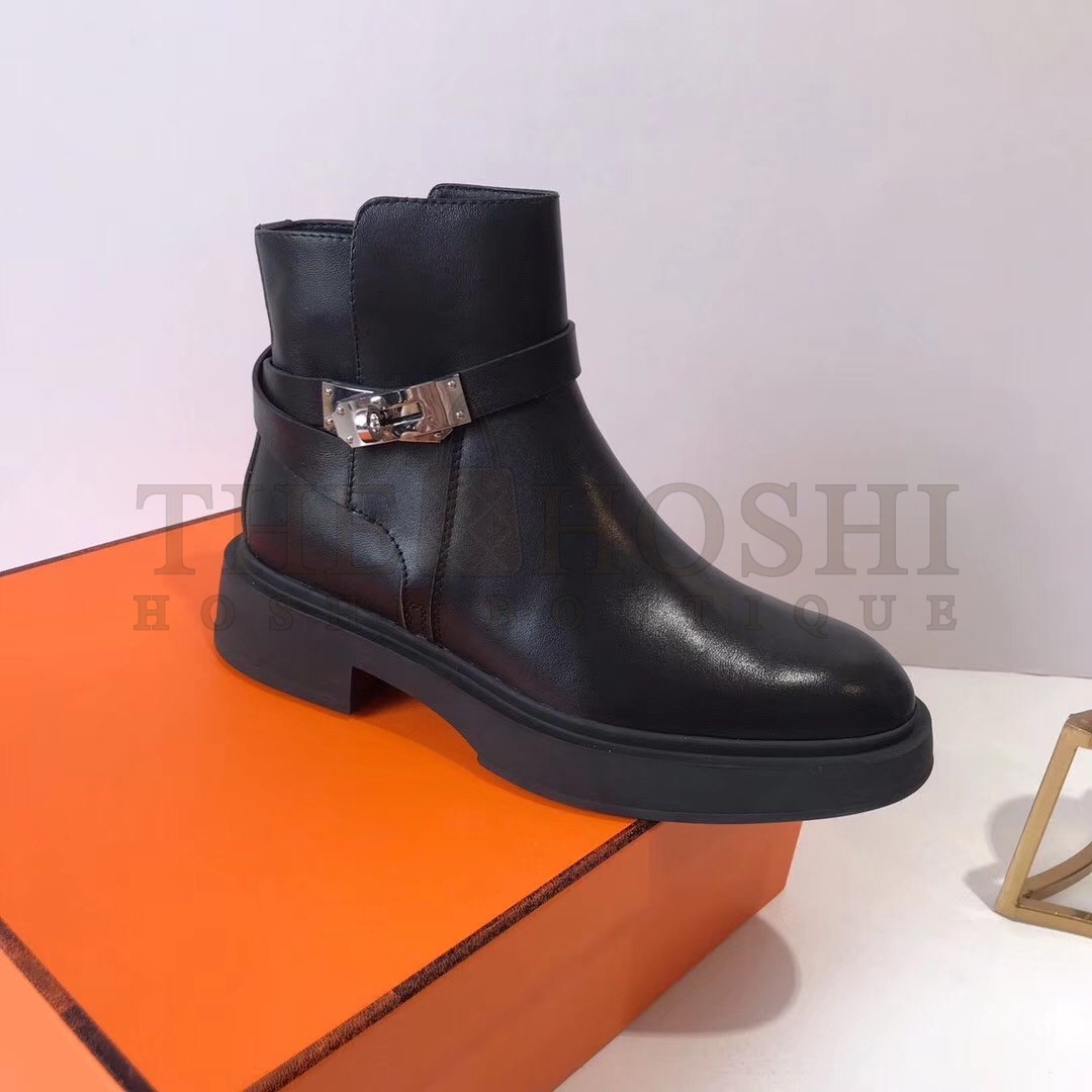 H**me5 Veo Ankle Boots In Black Calfskin Master Quality