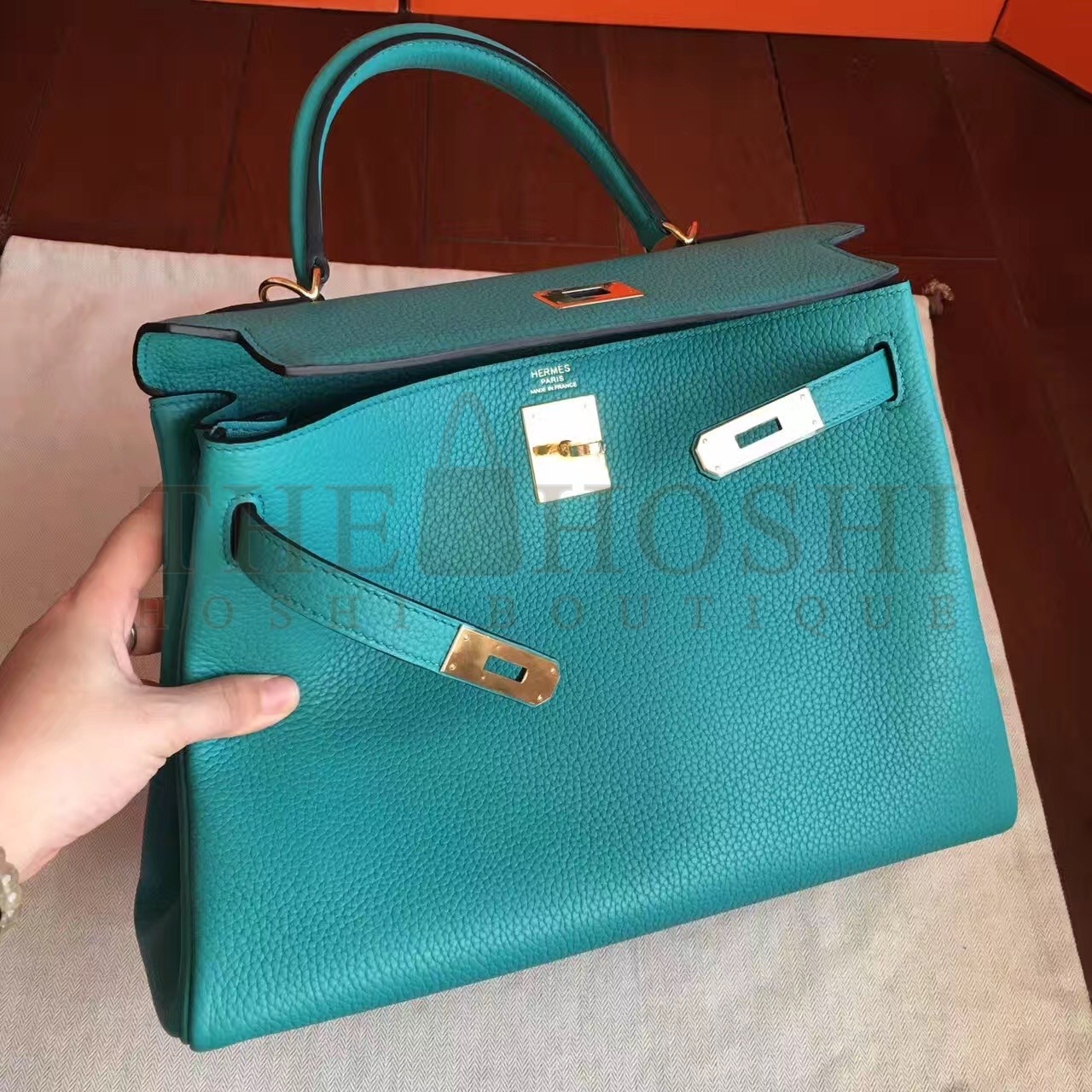 H**me5 Blue Paon Clemence Kelly Retourne 32cm Handmade Bag Master Quality