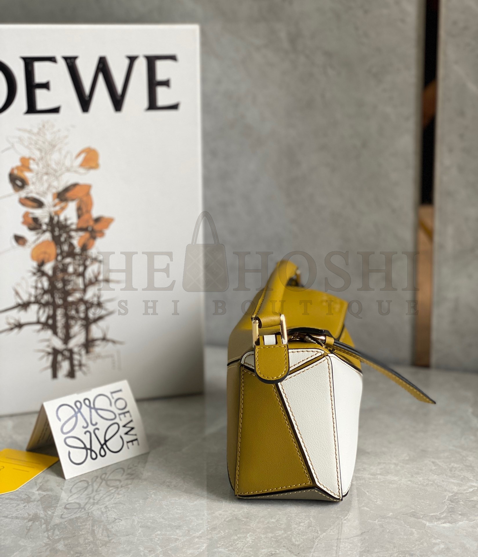 L0ew* Puzzle Mini Bag In Ochre/White/Taupe Calfskin Master Quality