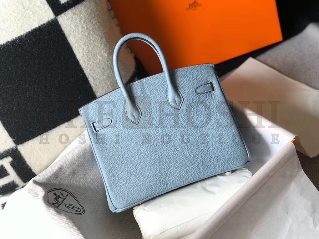 H**me5 Birkin 25cm Bag In Blue Lin Clemence Leather Master Quality