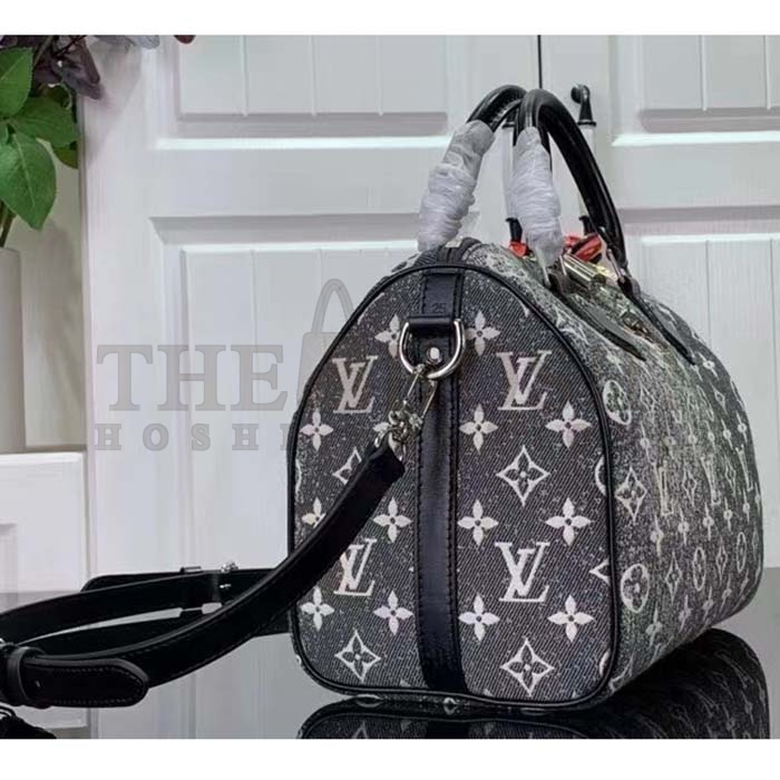 L0vis Vvtt0n LV Women Speedy Bandoulière 25 Handbag Gray Denim Textile Jacquard Master Quality