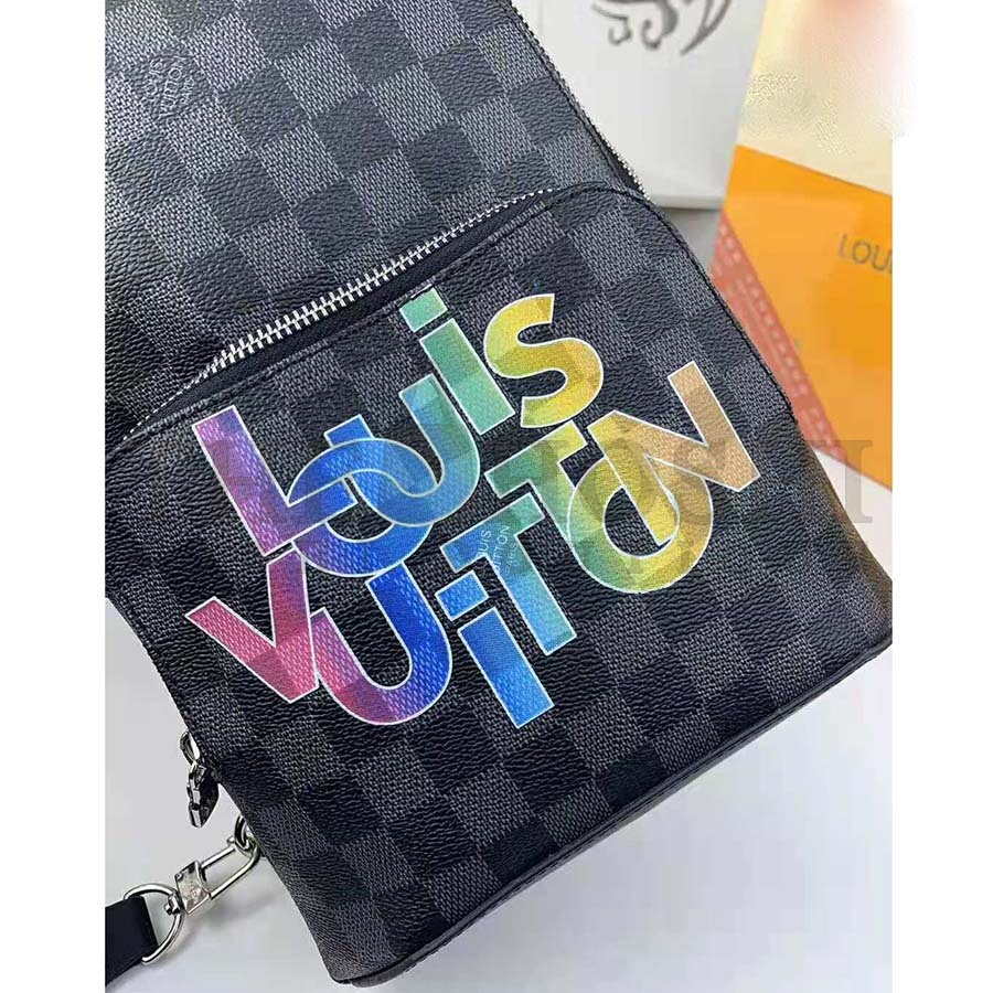 L0vis Vvtt0n LV Men Avenue Sling Bag in Damier Graphite Canvas-Grey Master Quality
