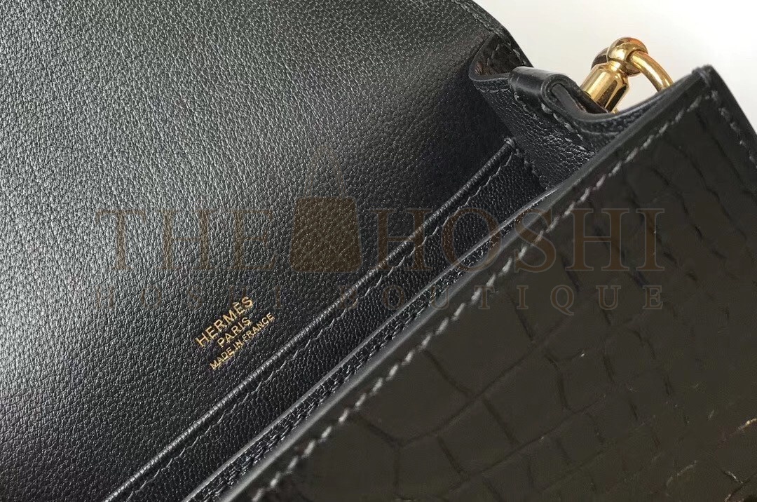 H**me5 Roulis Mini Bag In Black Embossed Crocodile Calfskin Master Quality
