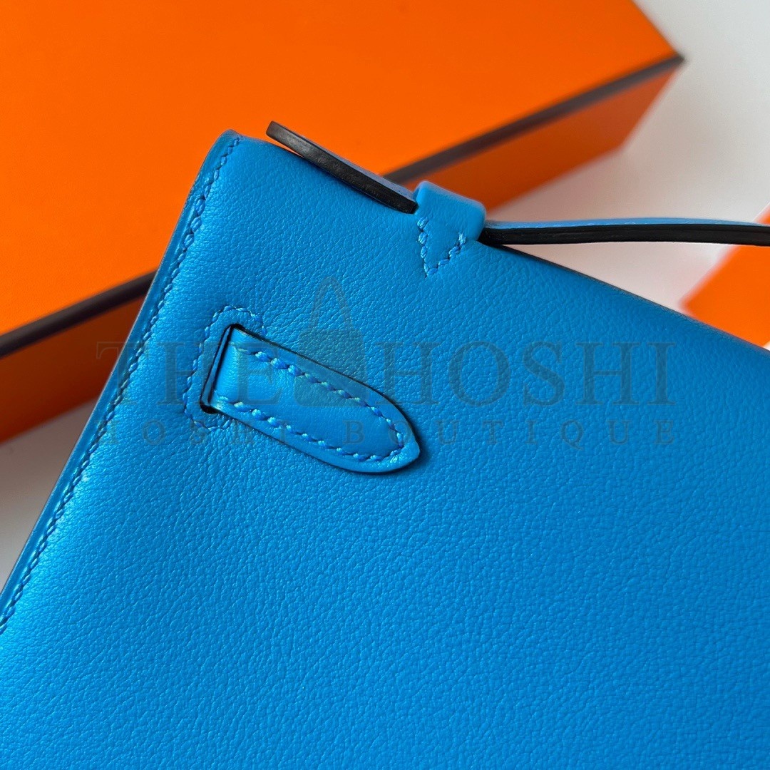 H**me5 Kelly Pochette Handmade Bag In Blue Frida Swift Calfskin Master Quality