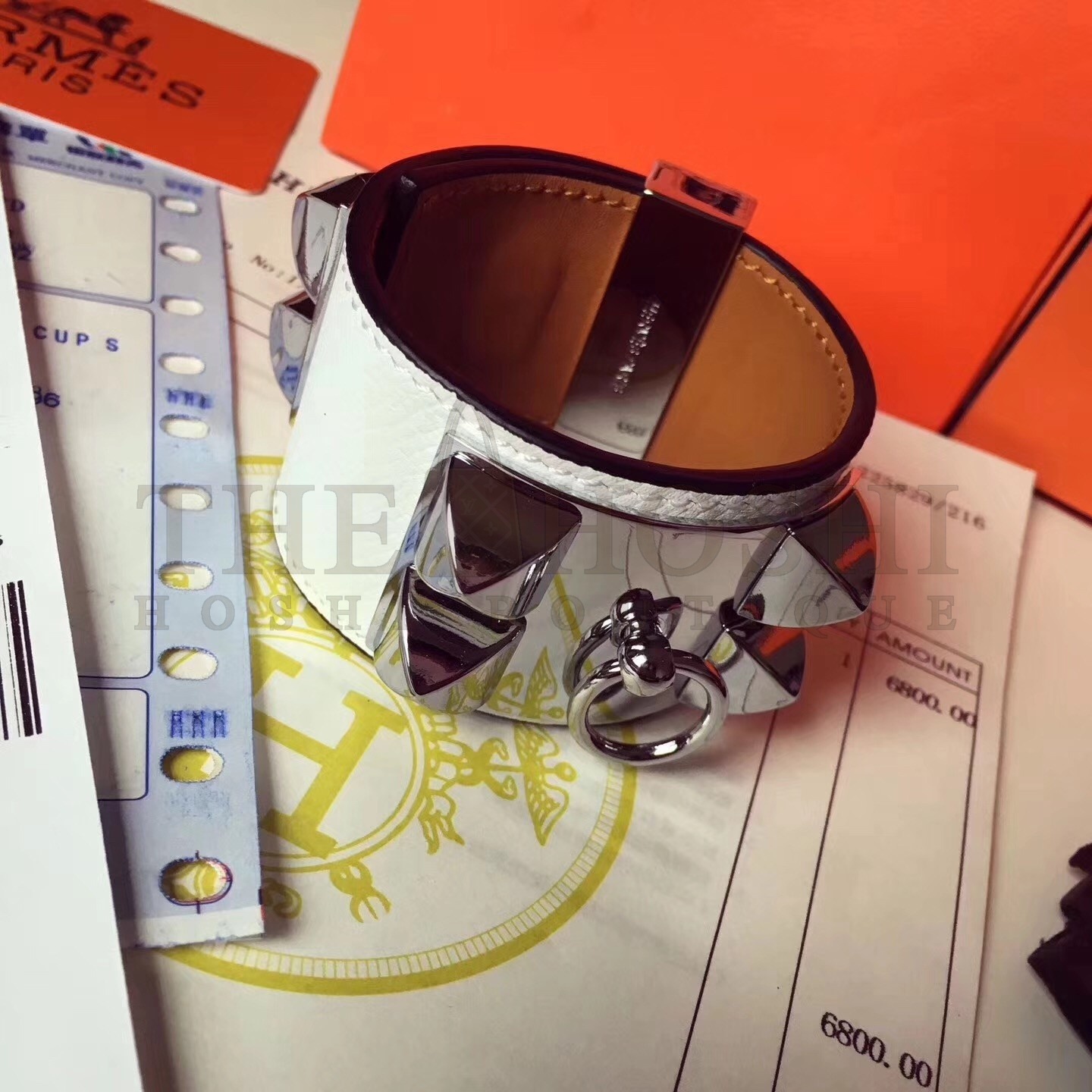 H**me5 White Epsom Collier de Chien Bracelet Size S Master Quality