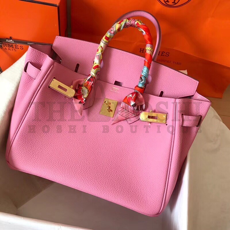 H**me5 Pink Birkin 30cm Clemence Handmade Bag Master Quality