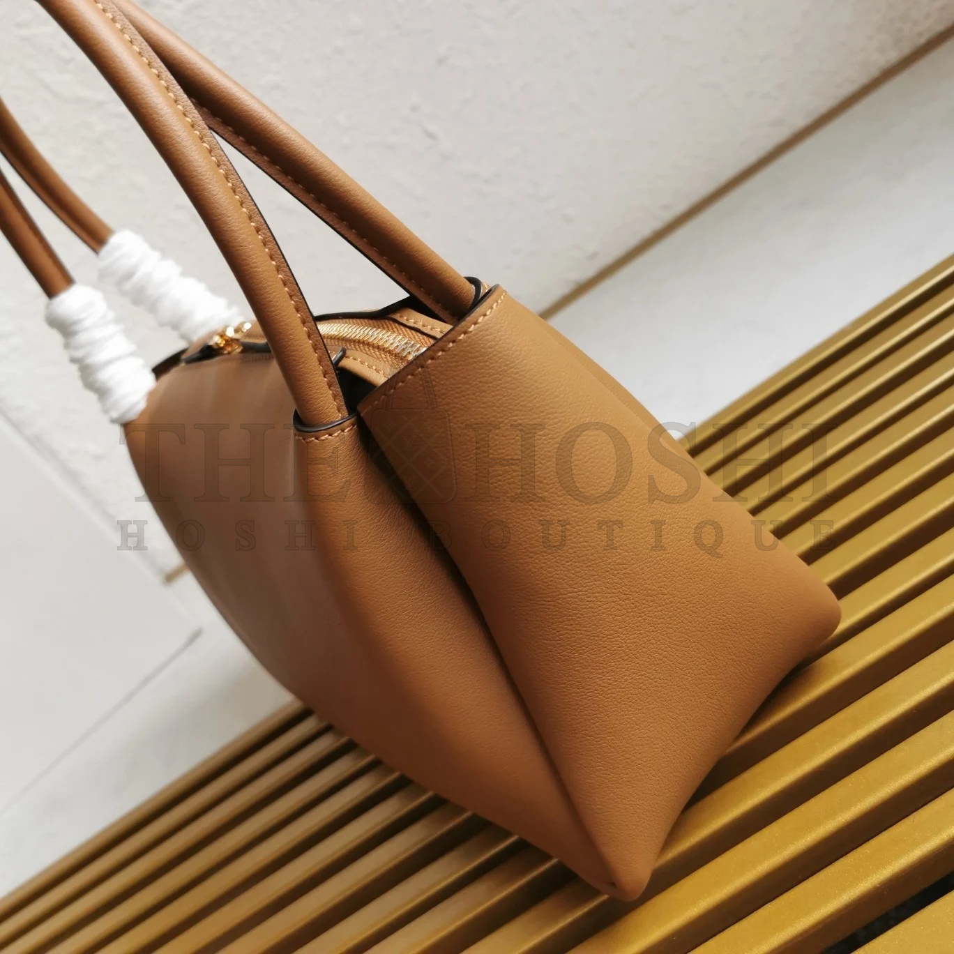 Pra*a Shoulder Bag in Brown Calfskin with Triangle Logo Master Quality