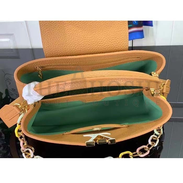 L0vis Vvtt0n LV Women Capucines MM Handbag Hazelnut Brown Taurillon Cowhide Leather Master Quality