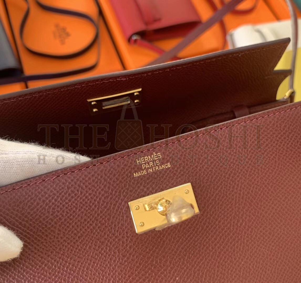 H**me5 Kelly Classique To Go Wallet In Bordeaux Epsom Calfskin Master Quality