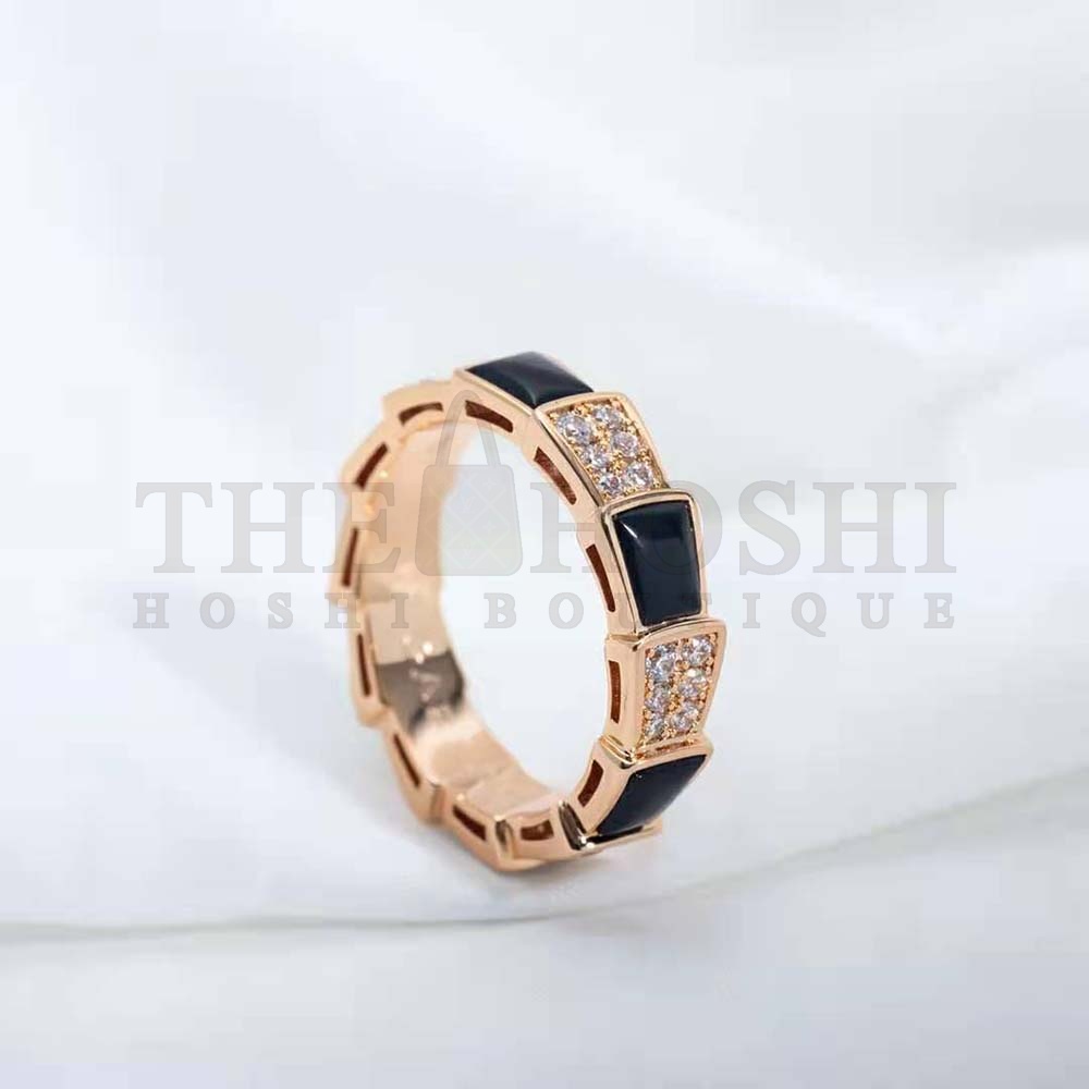 Bv1g*ai Women Serpenti Viper Band Ring in 18 KT Rose Gold-Black Master Quality