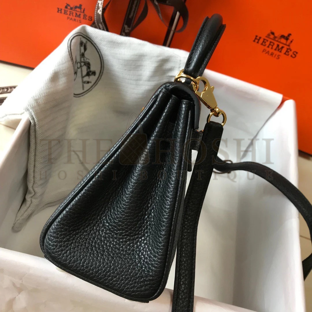H**me5 Kelly 20cm Bag In Black Clemence Leather GHW Master Quality