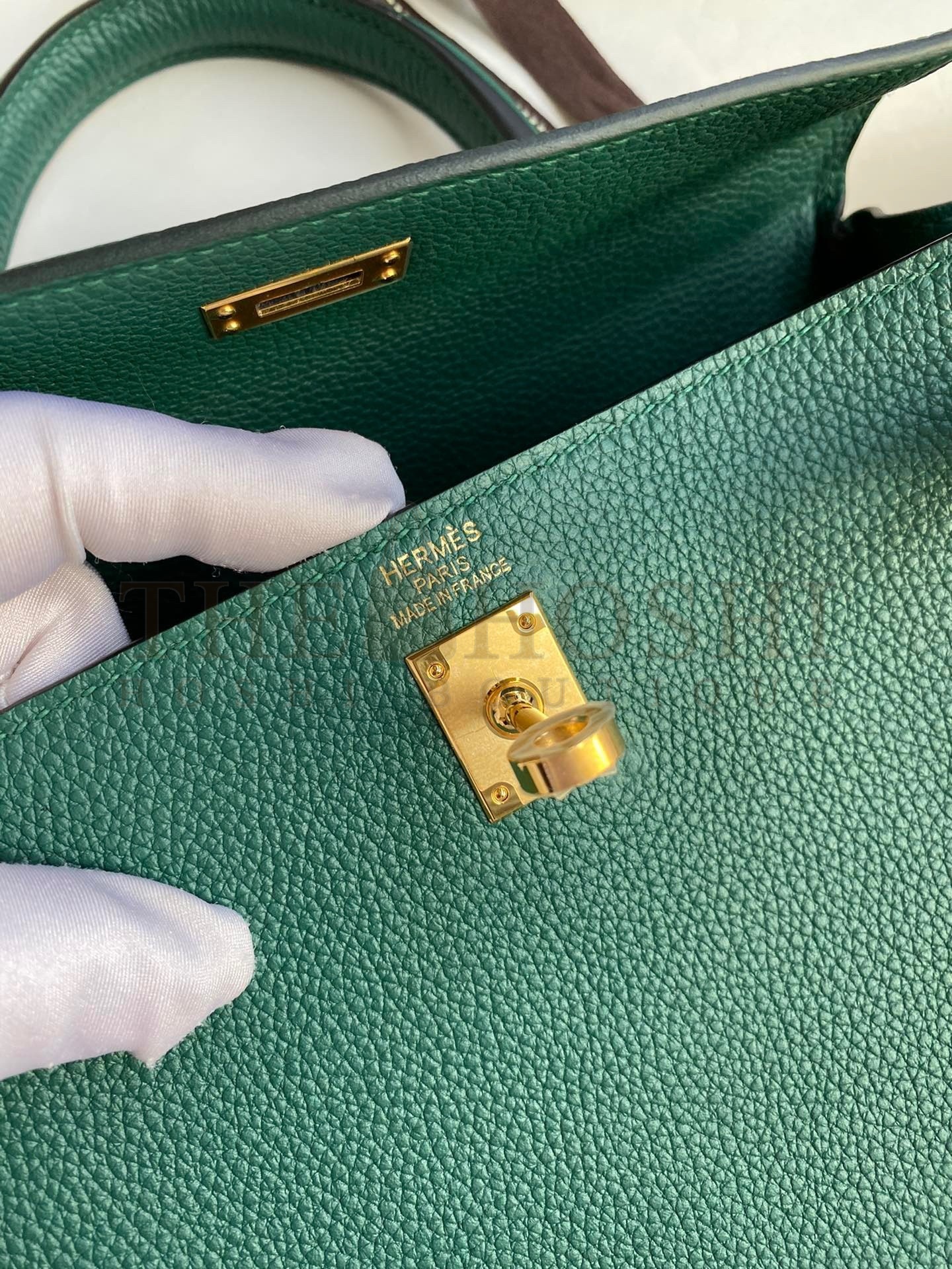 H**me5 Kelly Retourne 25 Handmade Bag In Blue Paon Clemence Leather Master Quality