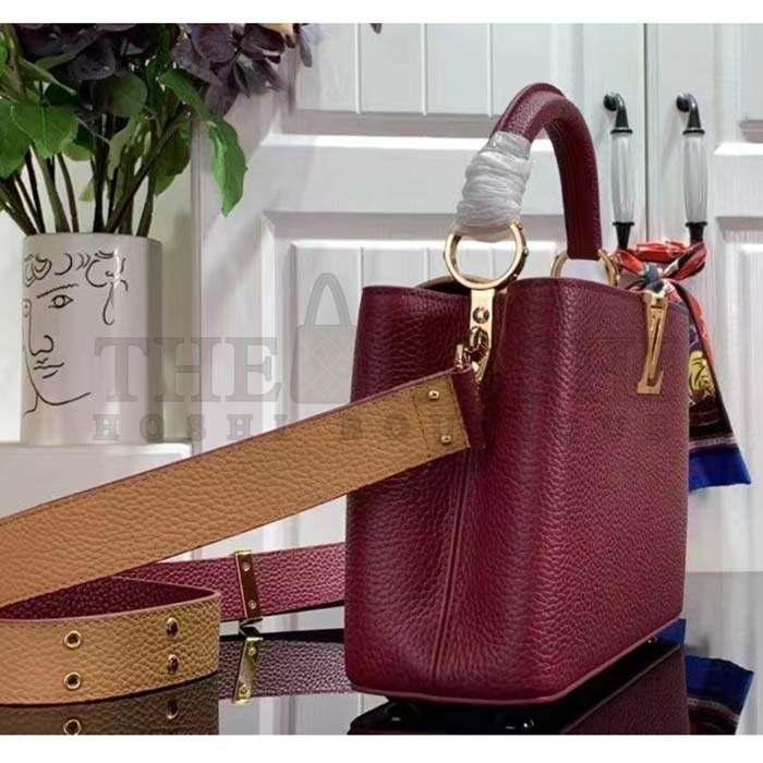 L0vis Vvtt0n LV Women Capucines BB Handbag Griotte Red Arizona Taurillon Cowhide Leather Master Quality