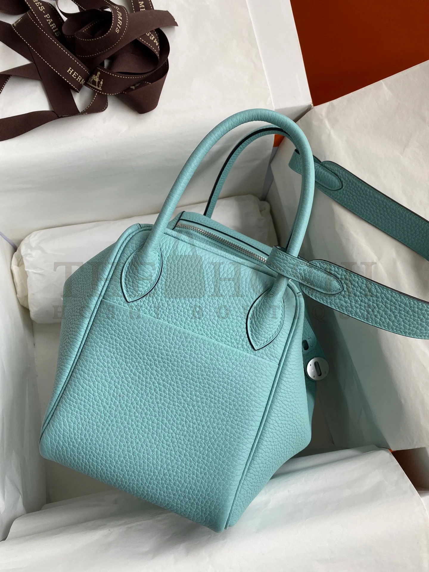 H**me5 Lindy 30 Handmade Bag In Blue Atoll Clemence Leather Master Quality