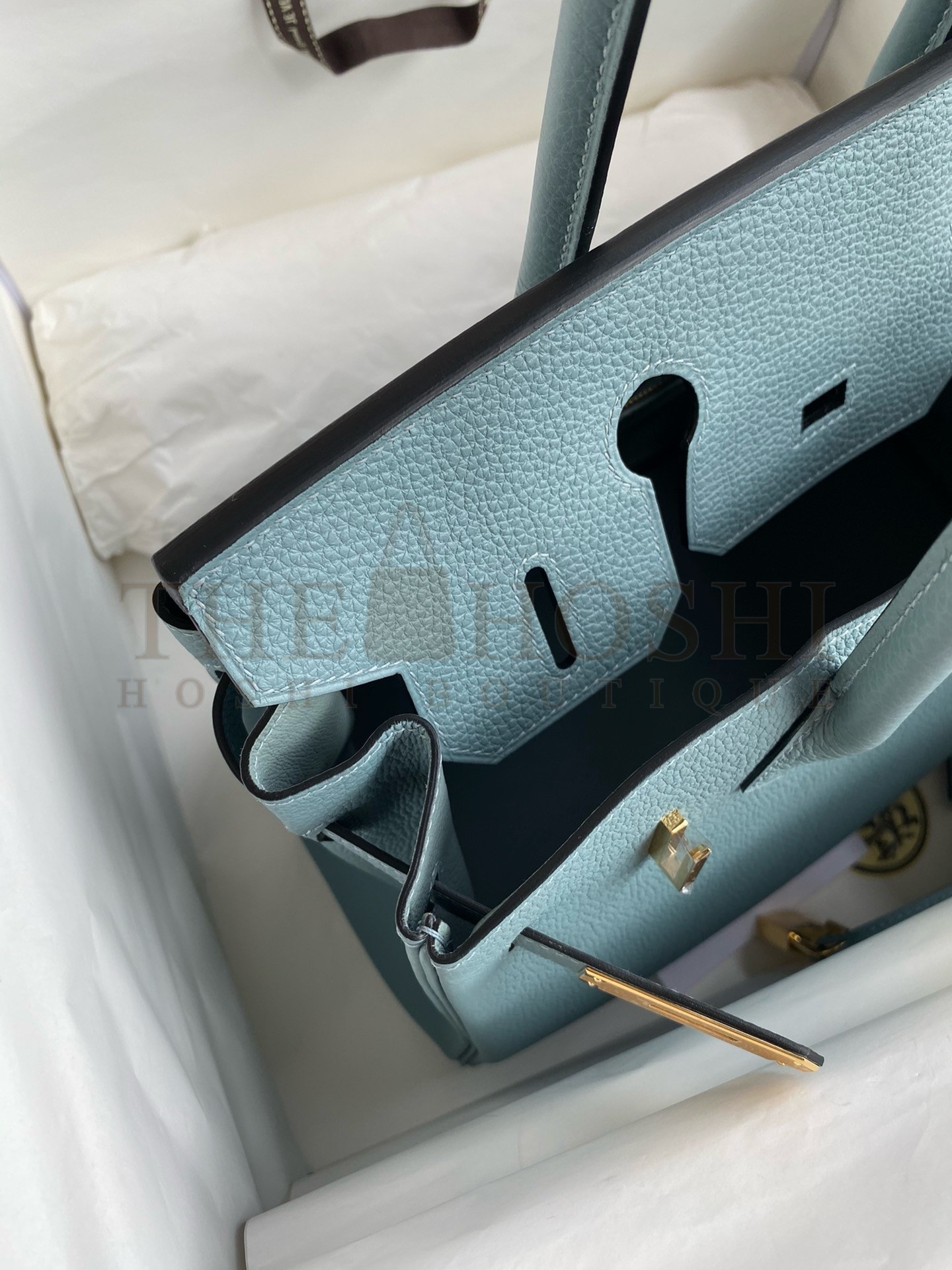 H**me5 Birkin 30 Retourne Handmade Bag In Ciel Clemence Leather Master Quality