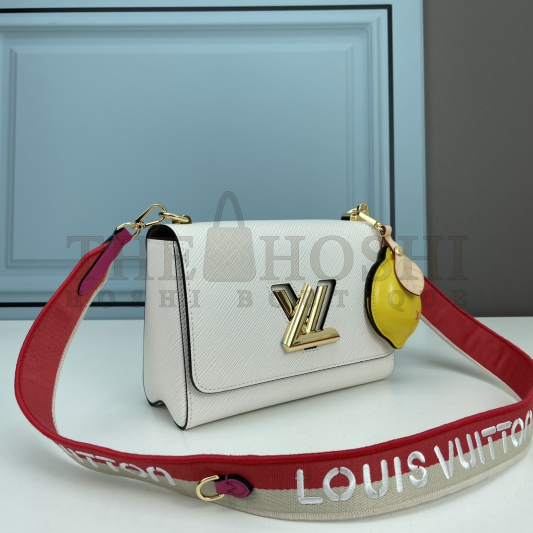 L0vis Vvtt0n LV Women Twist MM Lemon Handbag White Epi Grained Cowhide Master Quality