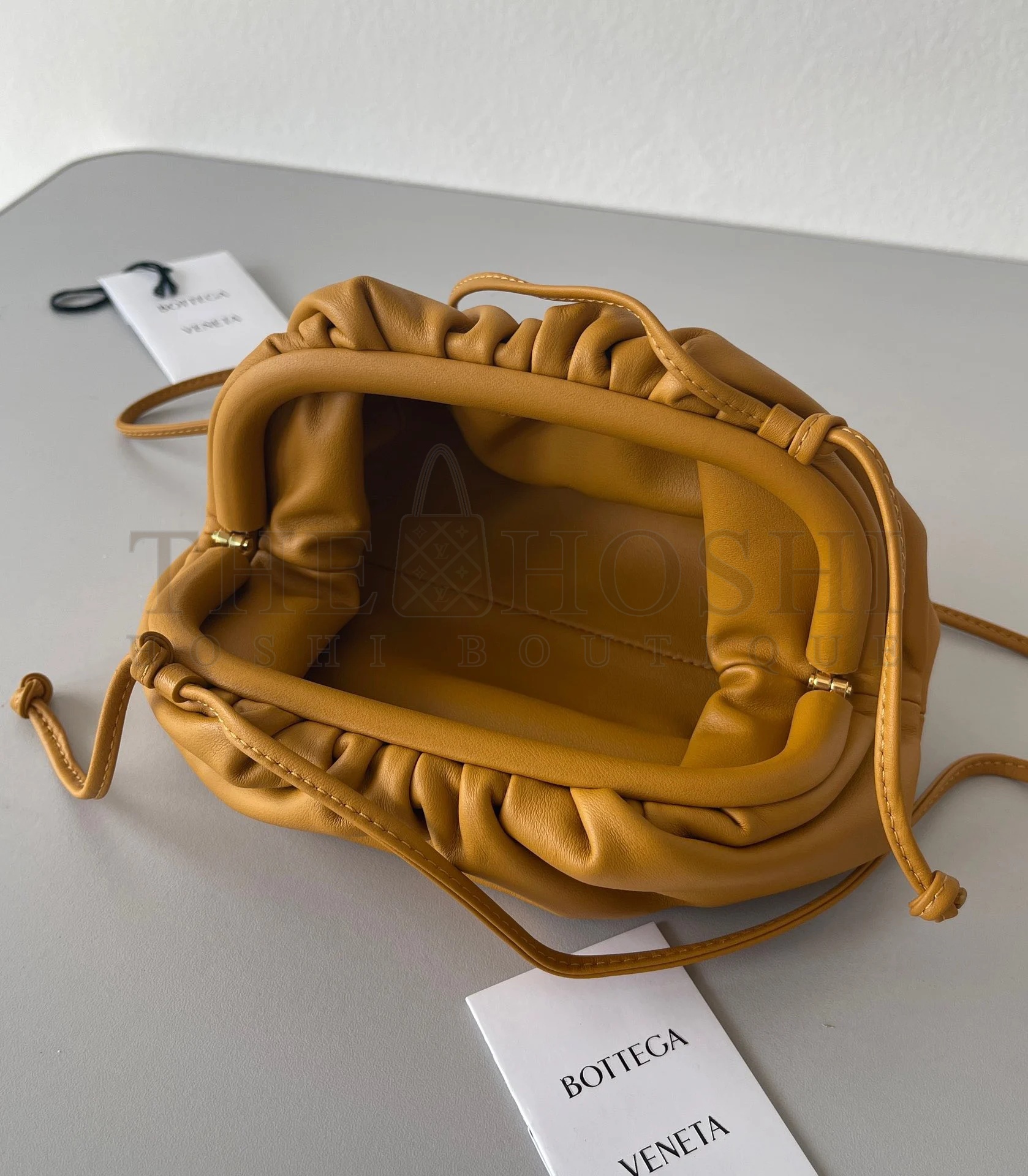 B0tt*ga Ven*ta Mini Pouch with Strap in Teak Calfskin Master Quality