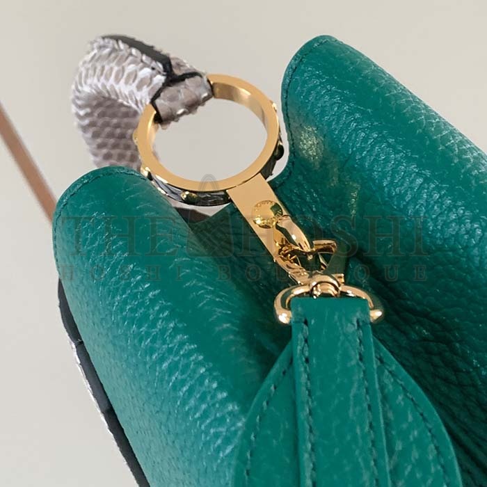 L0vis Vvtt0n LV Women Capucines BB Handbag Green Taurillon Python Skin Leather Master Quality