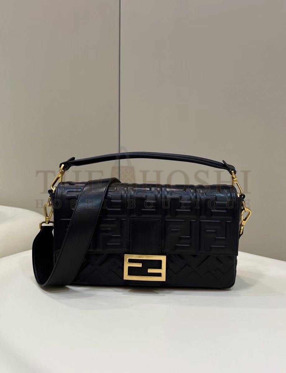 F**di Large Baguette Bag In Black FF Nappa Leather Master Quality