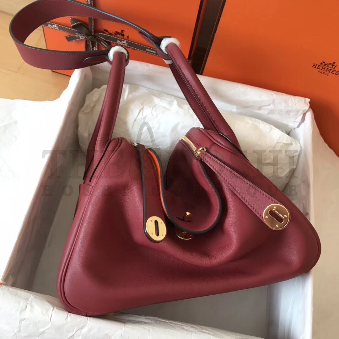 H**me5 Bicolor Lindy 30cm Swift Bordeaux Handmade Bag Master Quality
