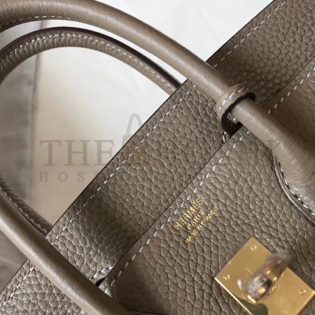 H**me5 Birkin 25 Bag In Tourterelle Clemence Leather with GHW Master Quality