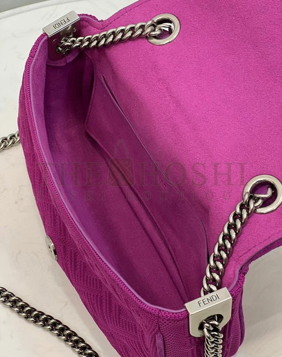 F**di Baguette Chain Midi Bag In Fuchsia FF Fabric Master Quality