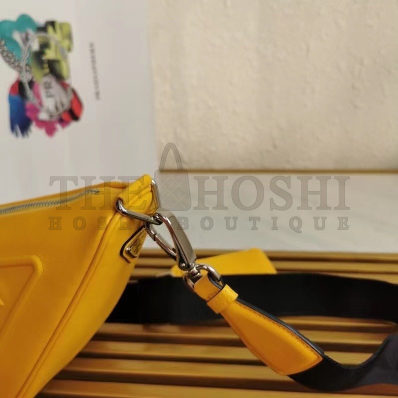 Pra*a Triangle Shoulder Bag In Yellow Leather Master Quality