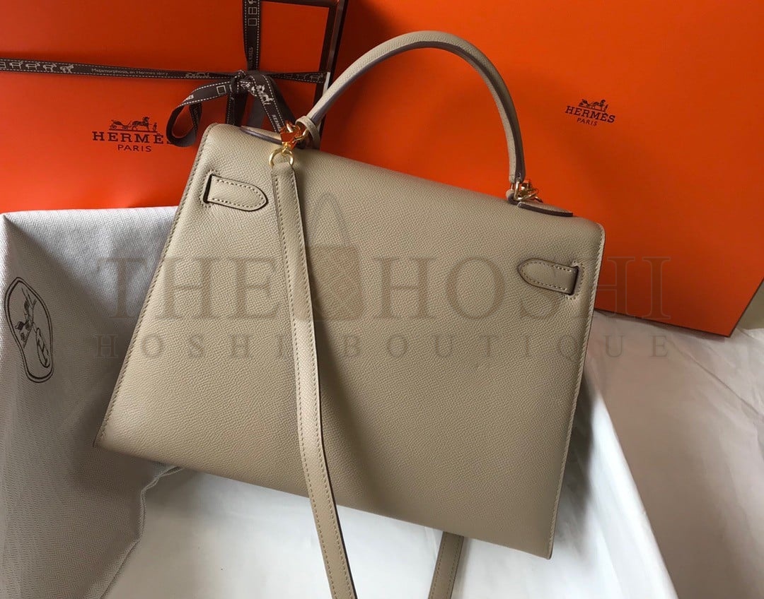 H**me5 Kelly 32cm Sellier Bag in Tourterelle Epsom Calfskin GHW Master Quality