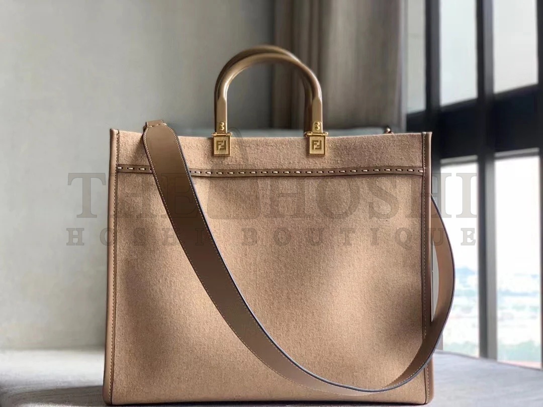 F**di Sunshine Medium Tote Bag In Brown Flannel Master Quality