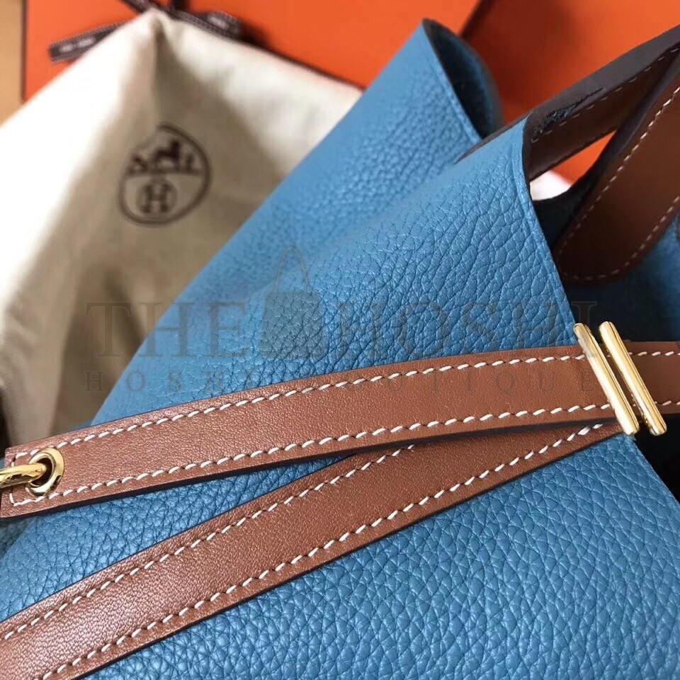 H**me5 Bicolor Picotin Lock PM 18cm Blue Jean Bag Master Quality