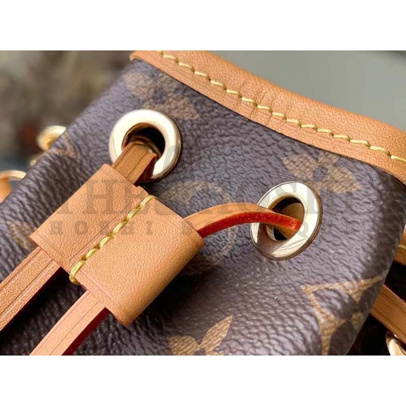 L0vis Vvtt0n LV Women Nano Noé Bucket Bag Monogram Coated Canvas Brown Master Quality