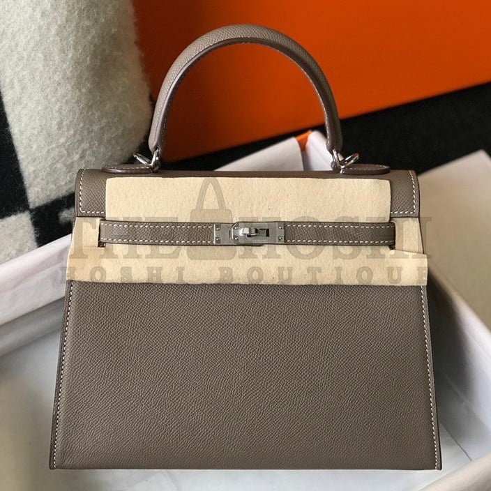 H**me5 Kelly 25cm Sellier Bag in Taupe Epsom Calfskin PHW Master Quality