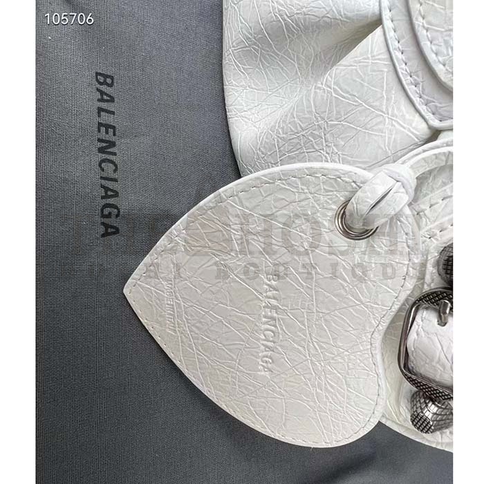 Ba1en*iaga Women BB Le Cagole XS Shoulder Bag White Arena Lambskin Master Quality