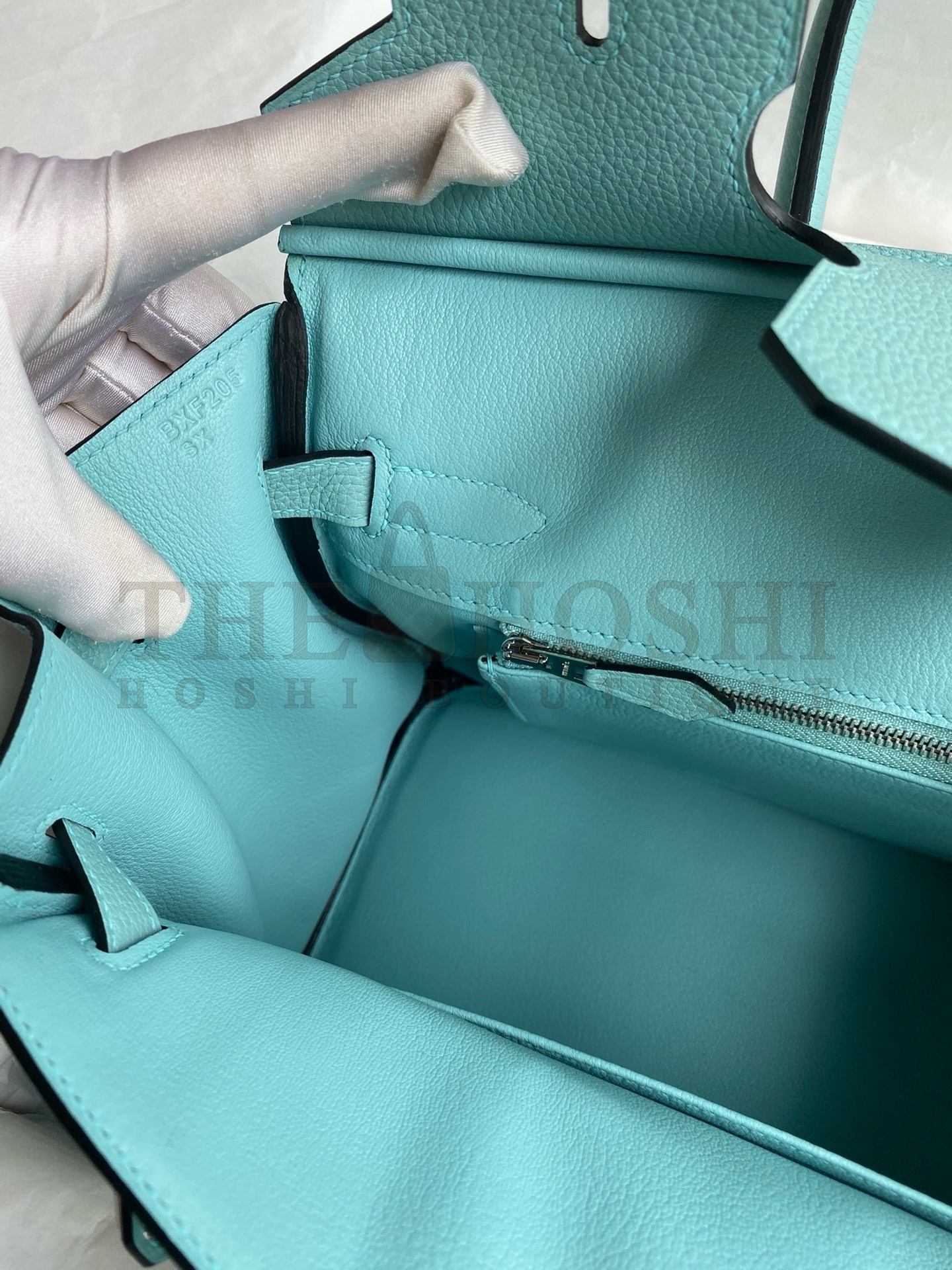 H**me5 Birkin 30 Retourne Handmade Bag In Blue Atoll Clemence Leather Master Quality