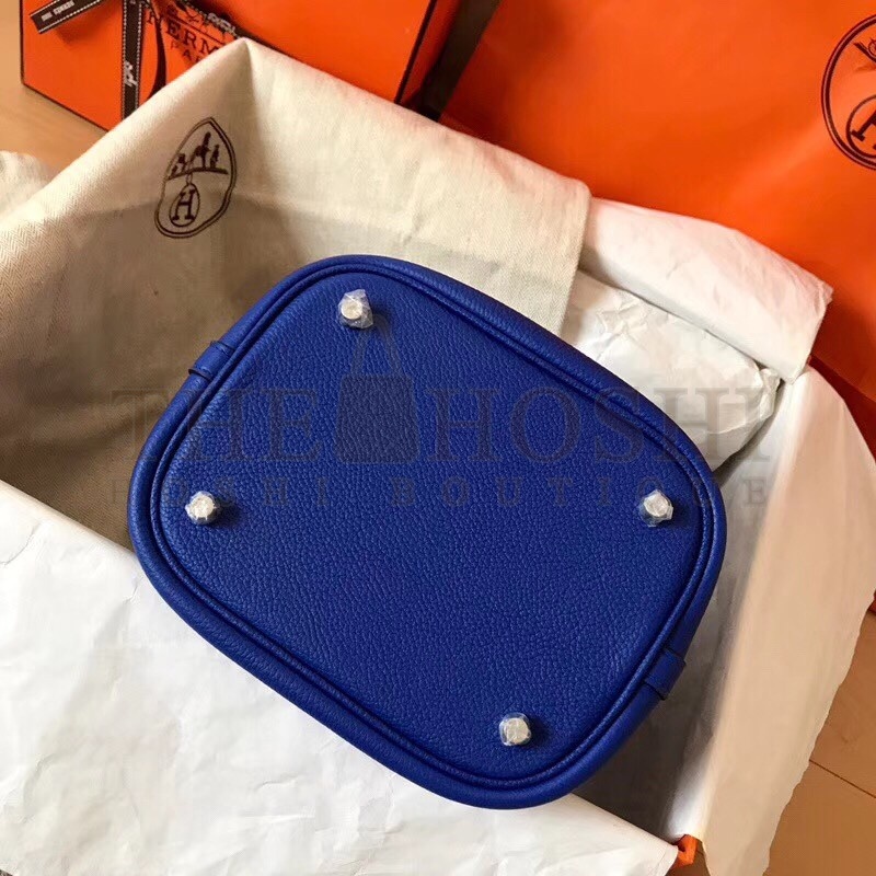 H**me5 Blue Electric Picotin Lock PM 18cm Handmade Bag Master Quality