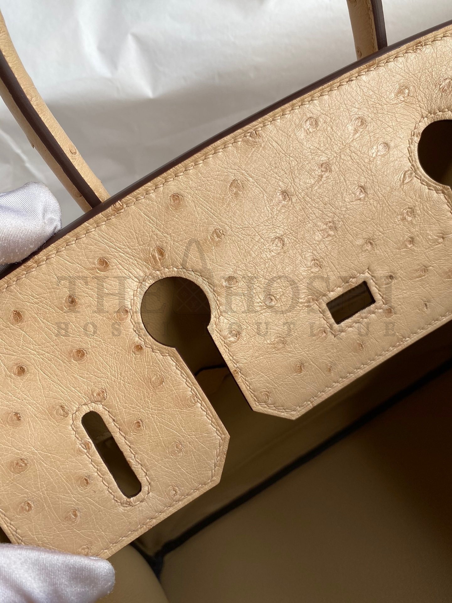 H**me5 Birkin 30 Retourne Handmade Bag In Chai Ostrich Leather Master Quality