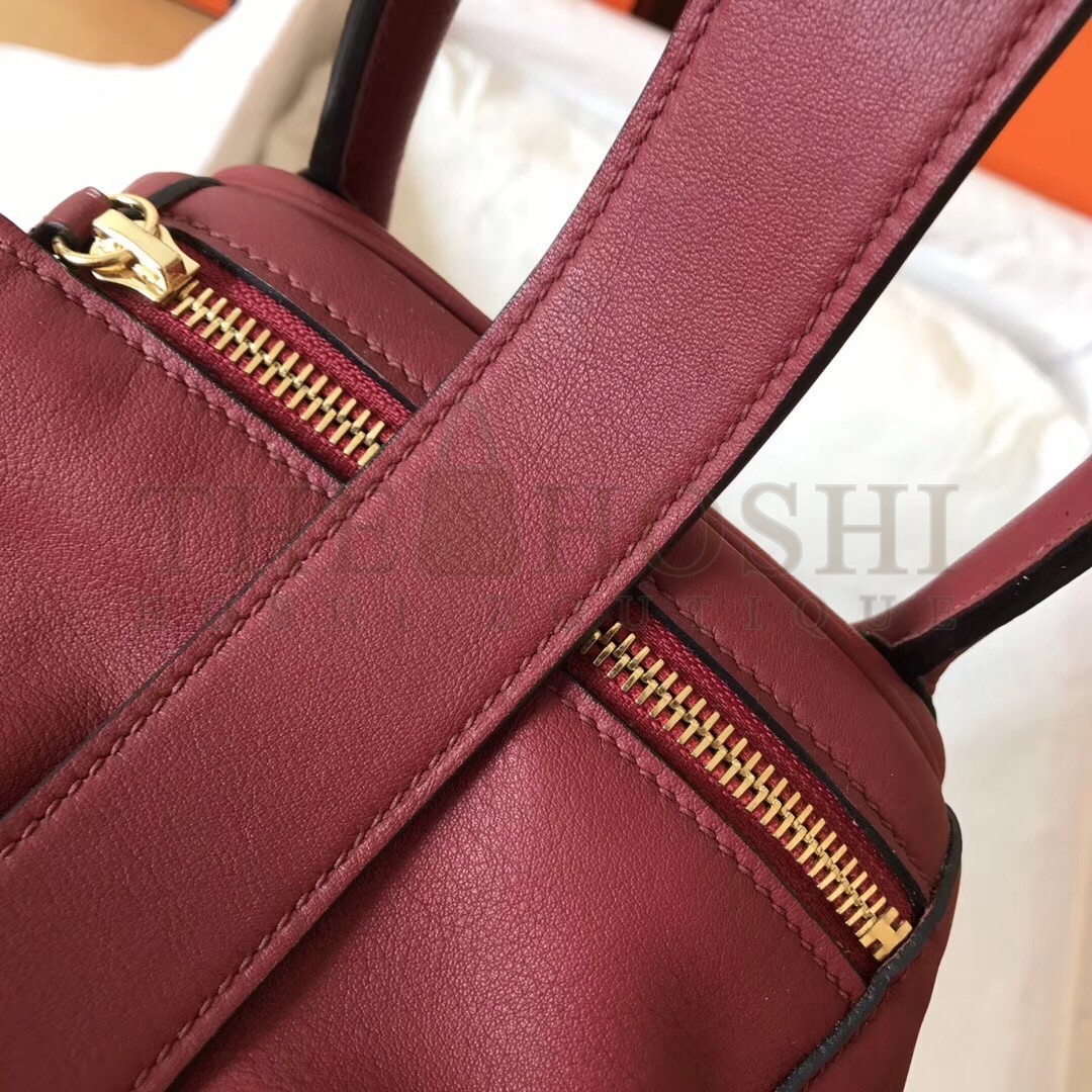 H**me5 Bicolor Lindy 30cm Swift Bordeaux Handmade Bag Master Quality