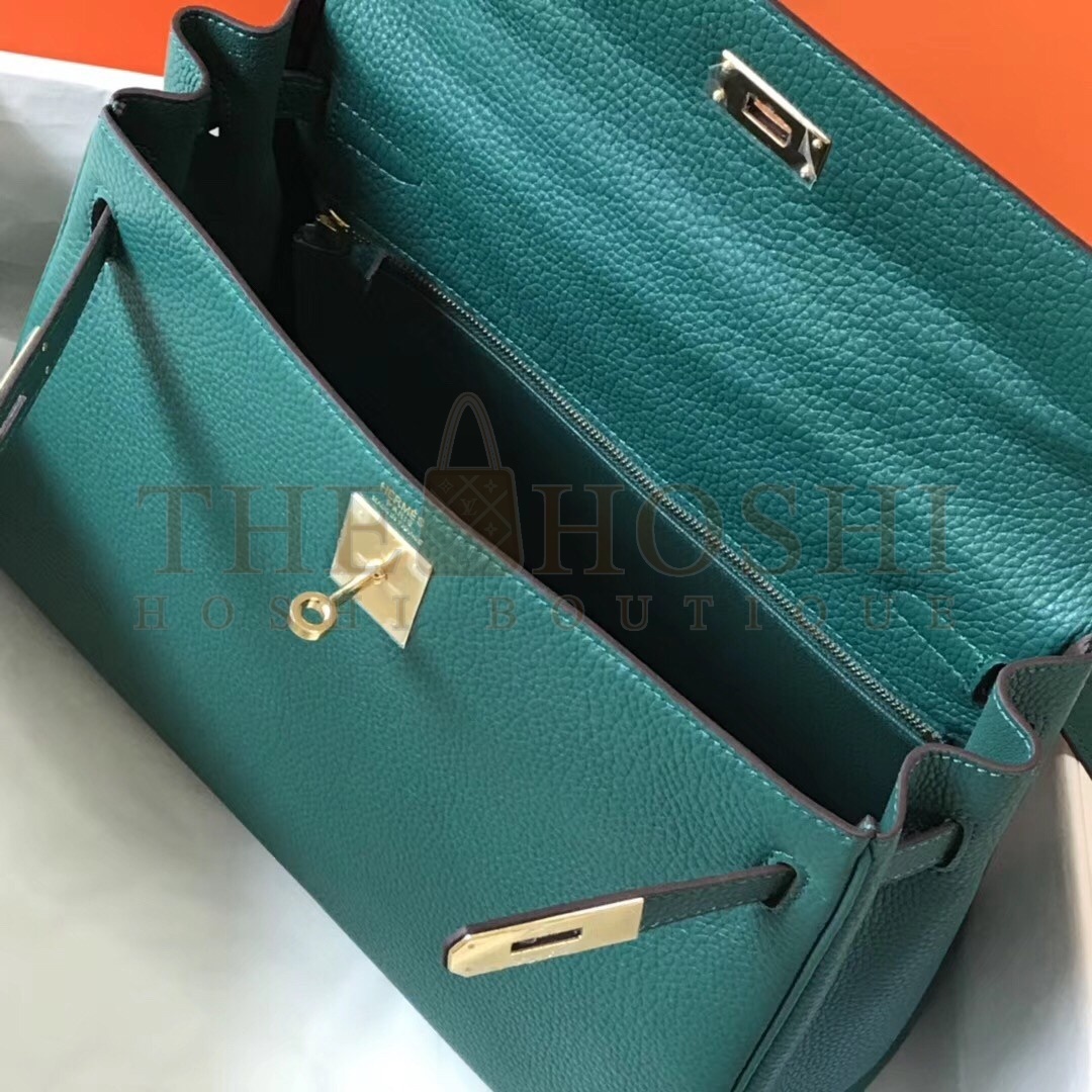 H**me5 Kelly 32cm Retourne Bag In Malachite Clemence Leather Master Quality
