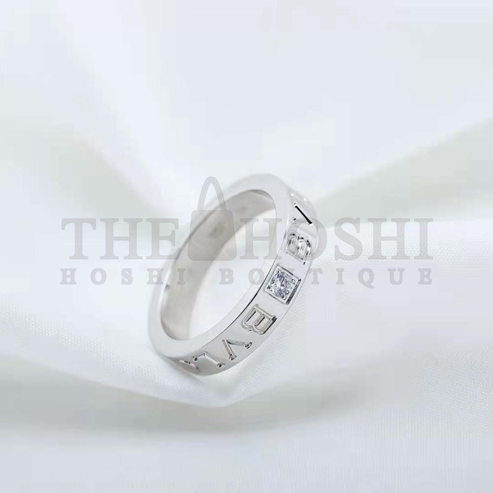 Bv1g*ai Women Bv1g*ai Bv1g*ai Ring 18 KT White Gold Ring with D1am0nd Master Quality