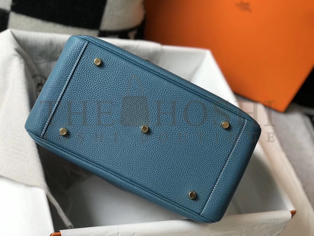 H**me5 Lindy 30cm Bag In Blue Jean Clemence Leather Master Quality